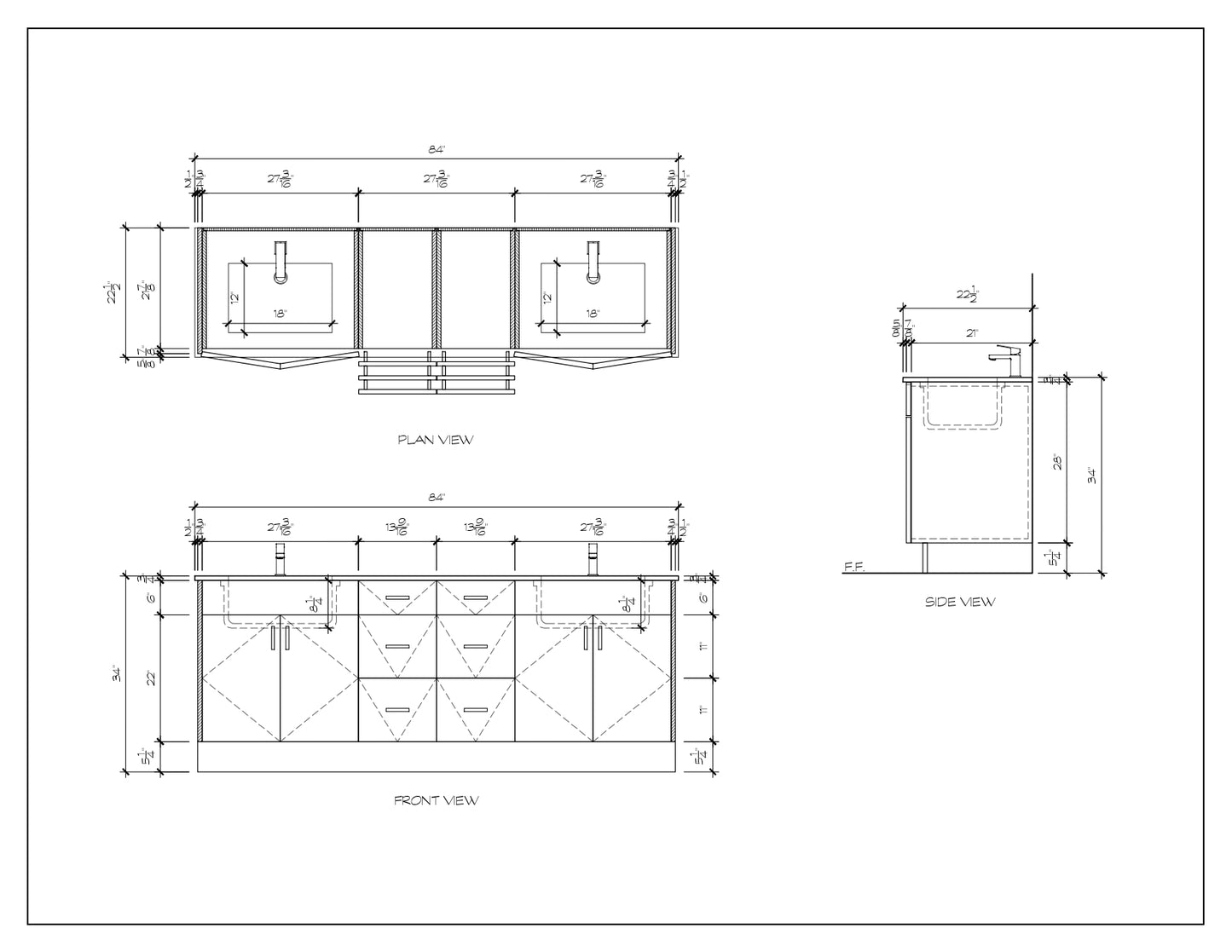 84" Walnut Vanity