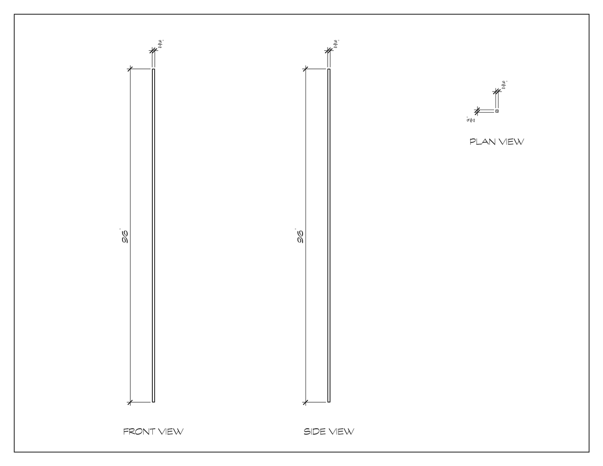 Scribe Strip, 96", dimension drawing