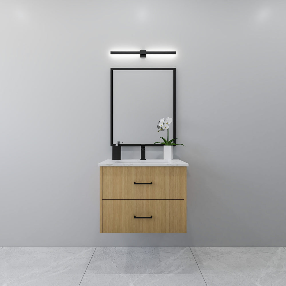 27" rift oak floating bathroom vanity