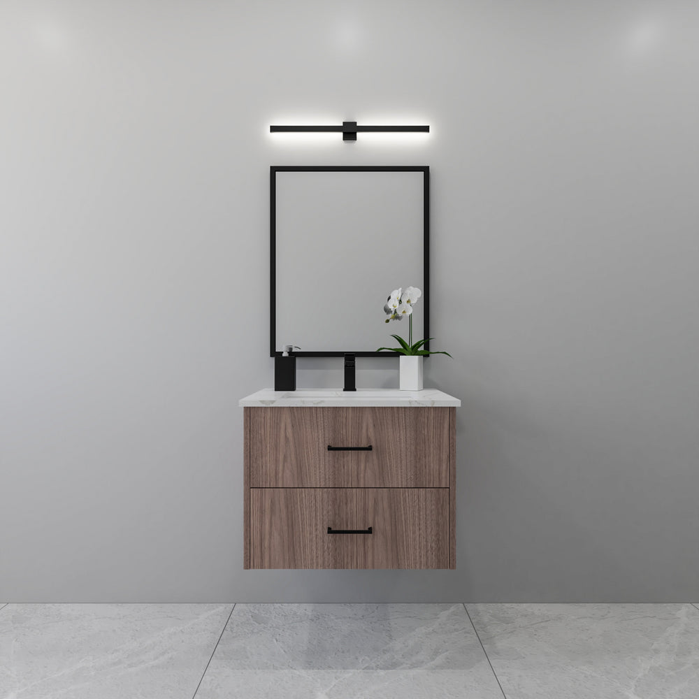 27" walnut floating bathroom vanity
