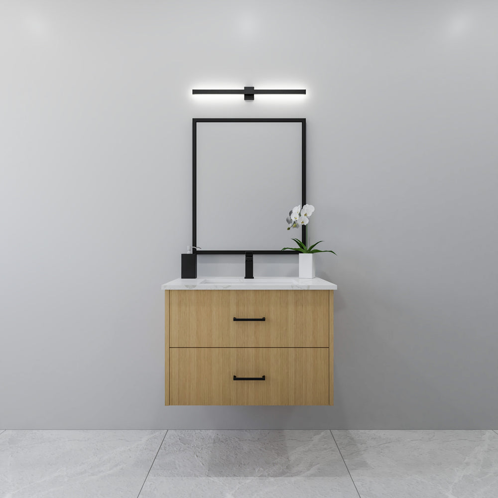 30" rift oak floating bathroom vanity