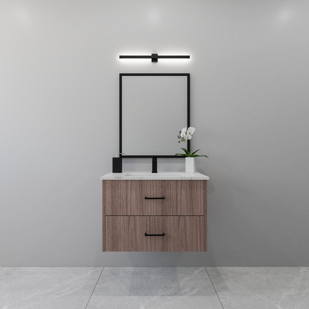 30" walnut floating bathroom vanity