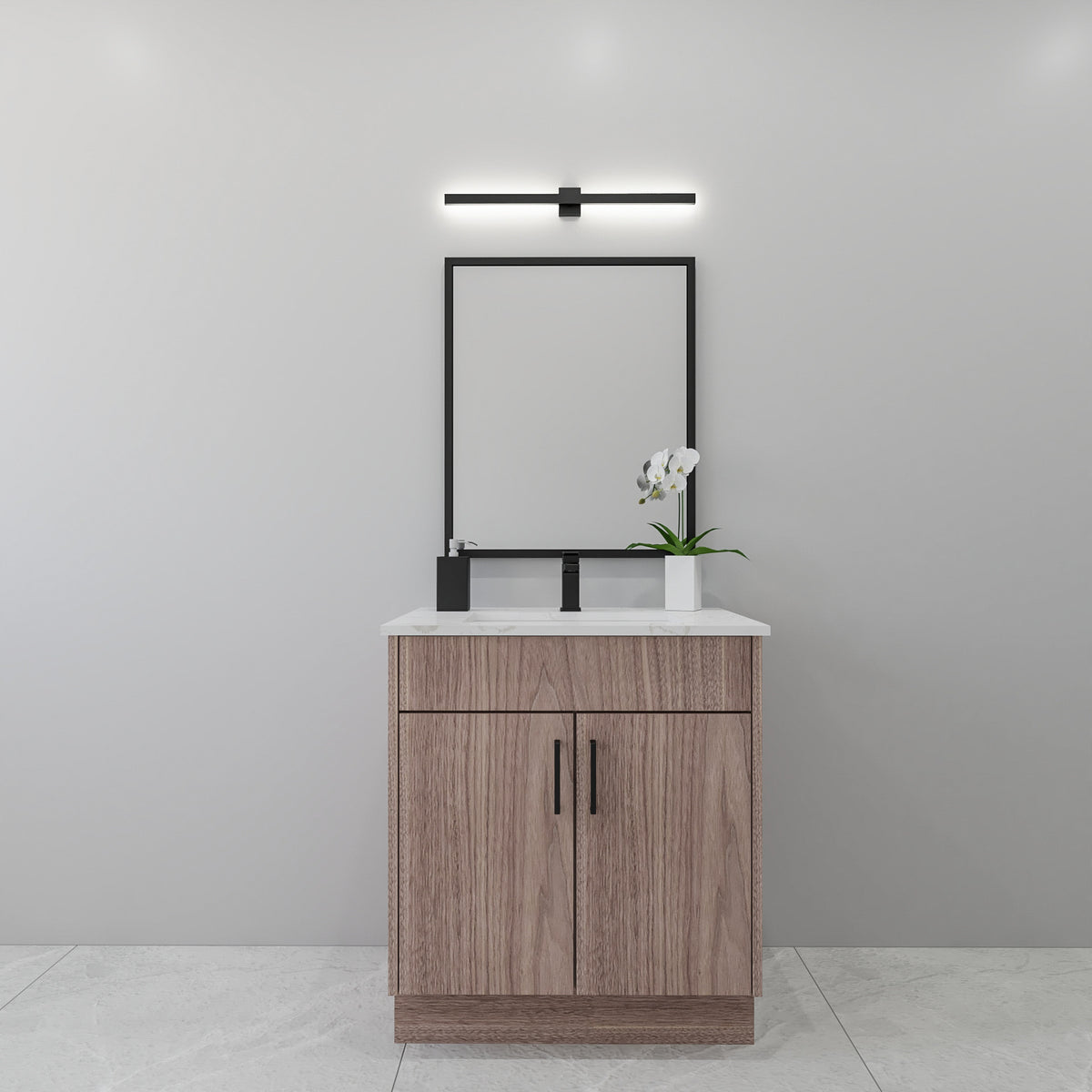 30" walnut standing bathroom vanity