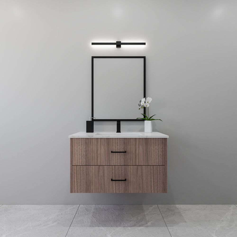 36" walnut floating bathroom vanity