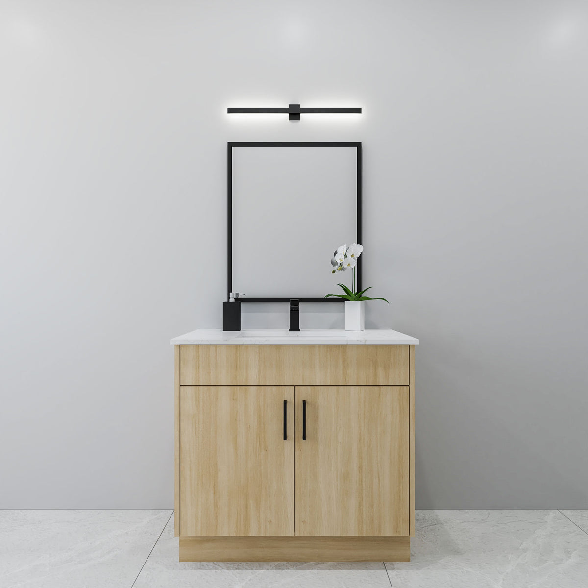 36" rift oak standing bathroom vanity