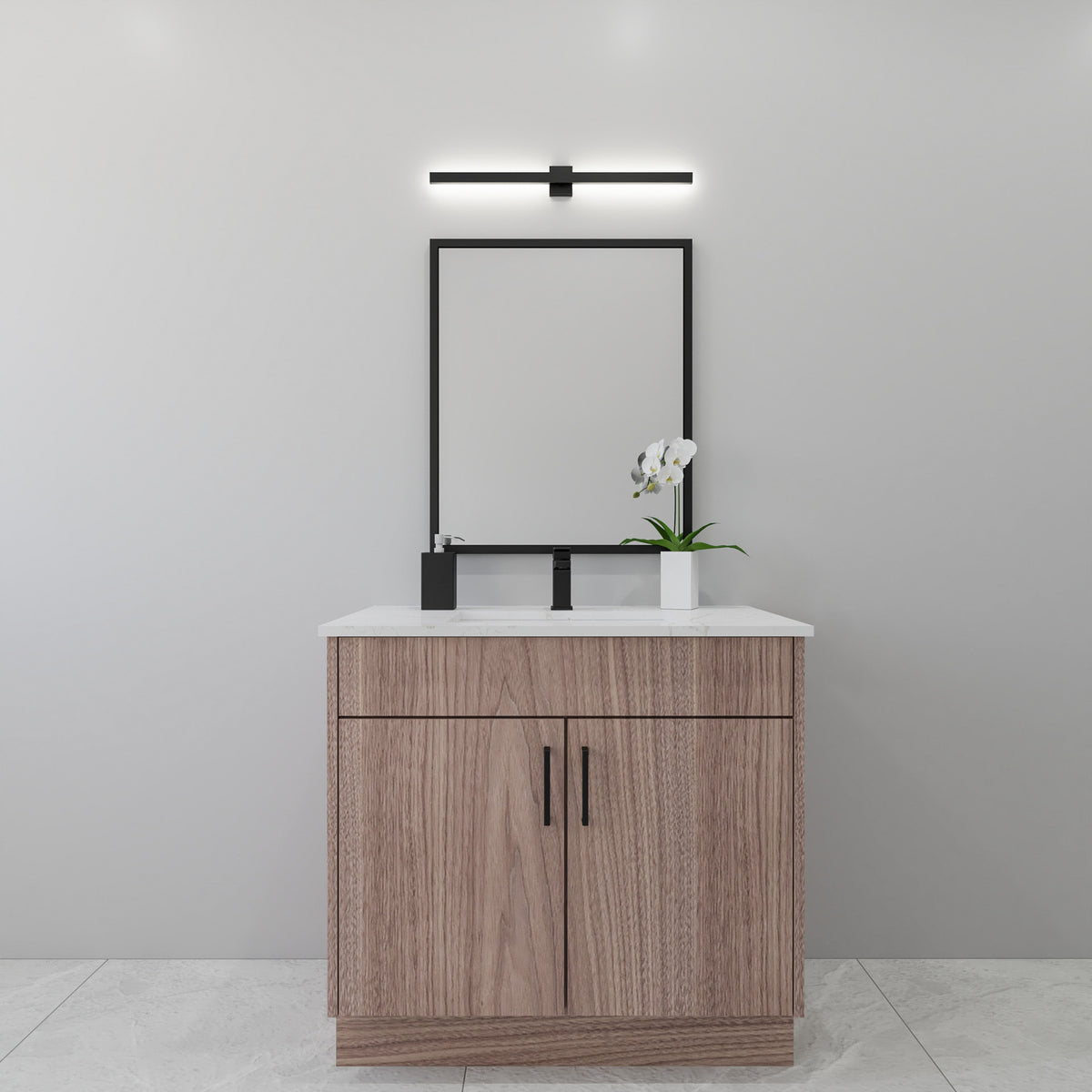 36" walnut standing bathroom vanity
