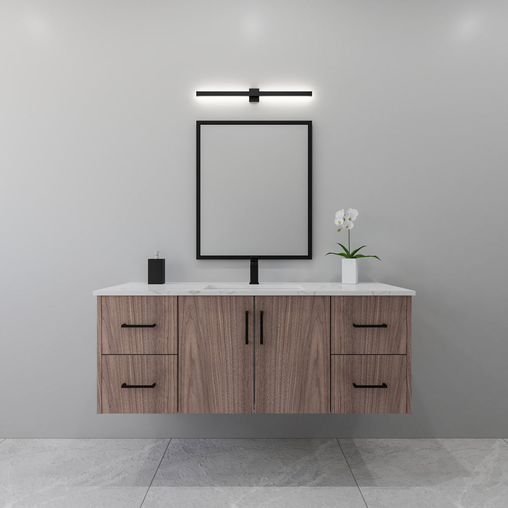 54" walnut floating bathroom vanity