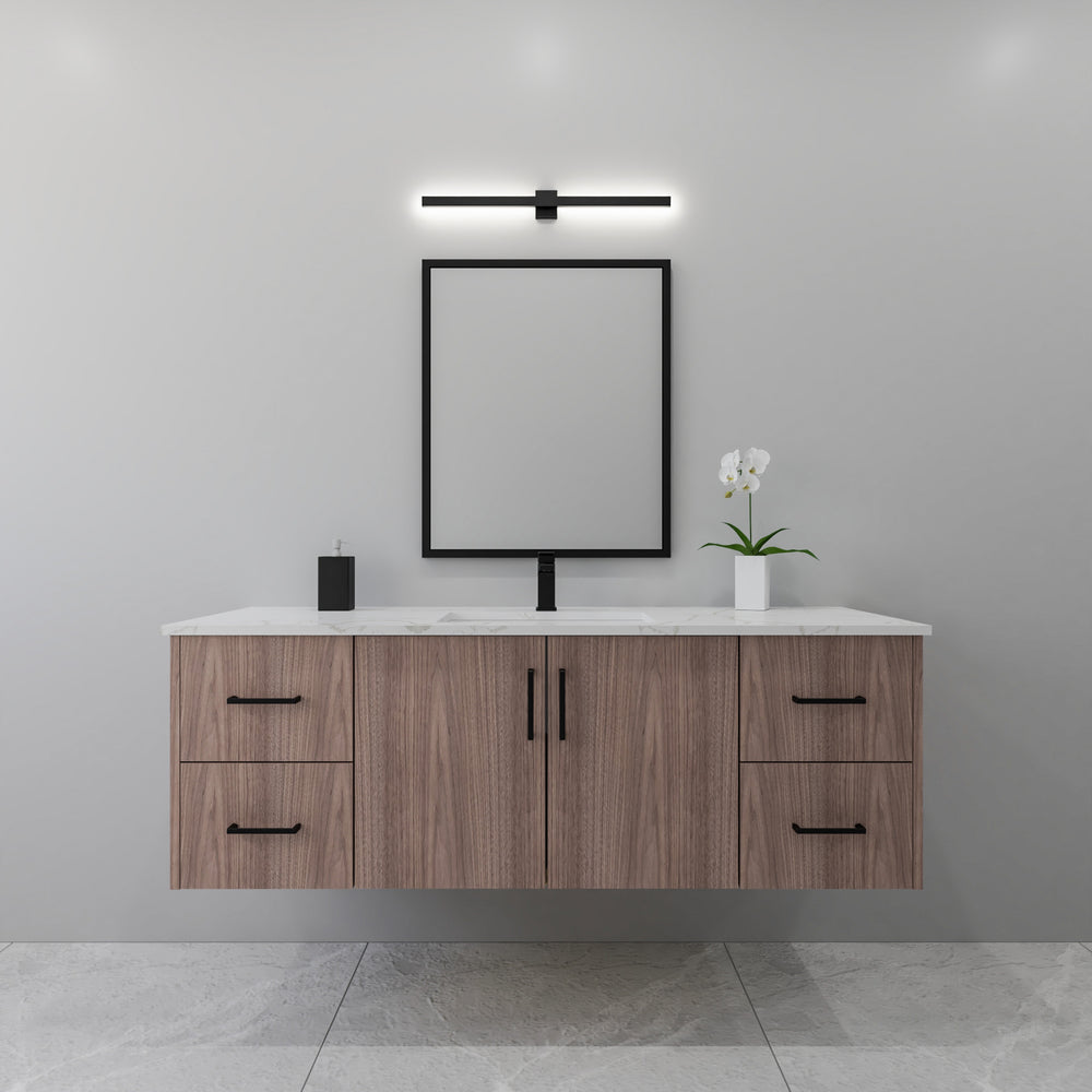 60" walnut floating bathroom vanity