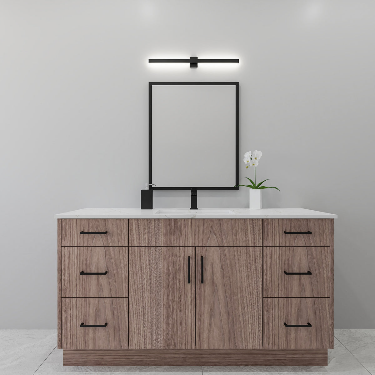60" walnut standing bathroom vanity