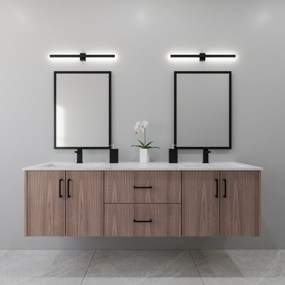 72" walnut floating bathroom vanity