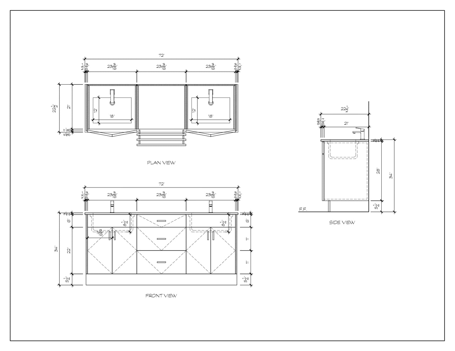 72" Walnut Vanity