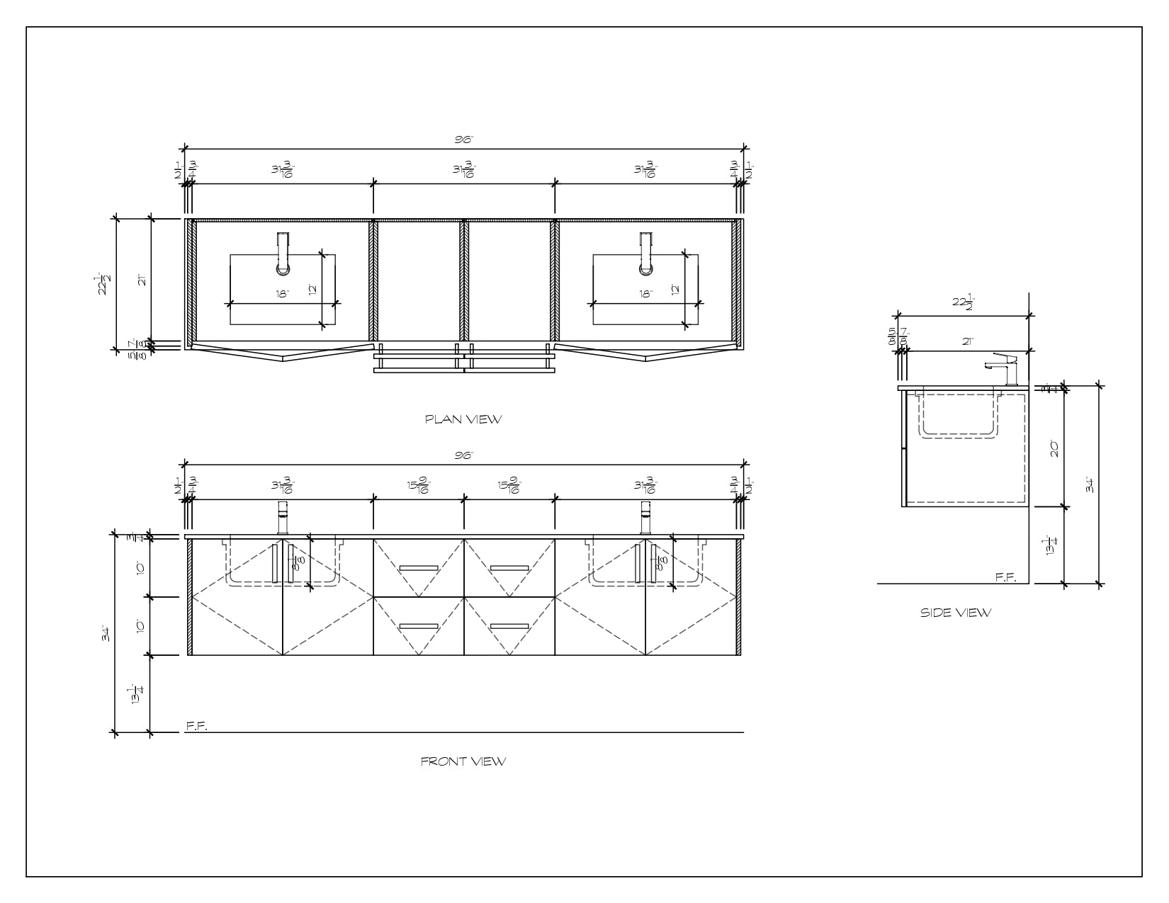 96" Oak Vanity