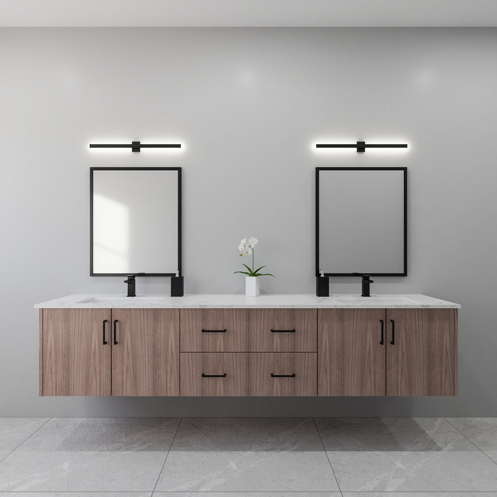96" walnut floating bathroom vanity