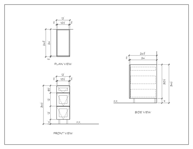3-Drawer Base Cabinet