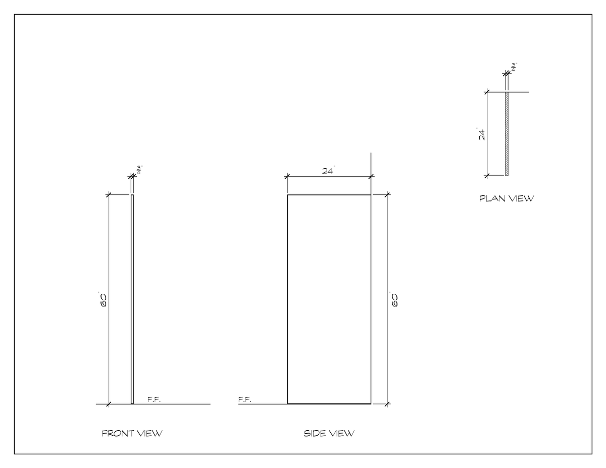 Tall End Gable, 60", dimension drawing