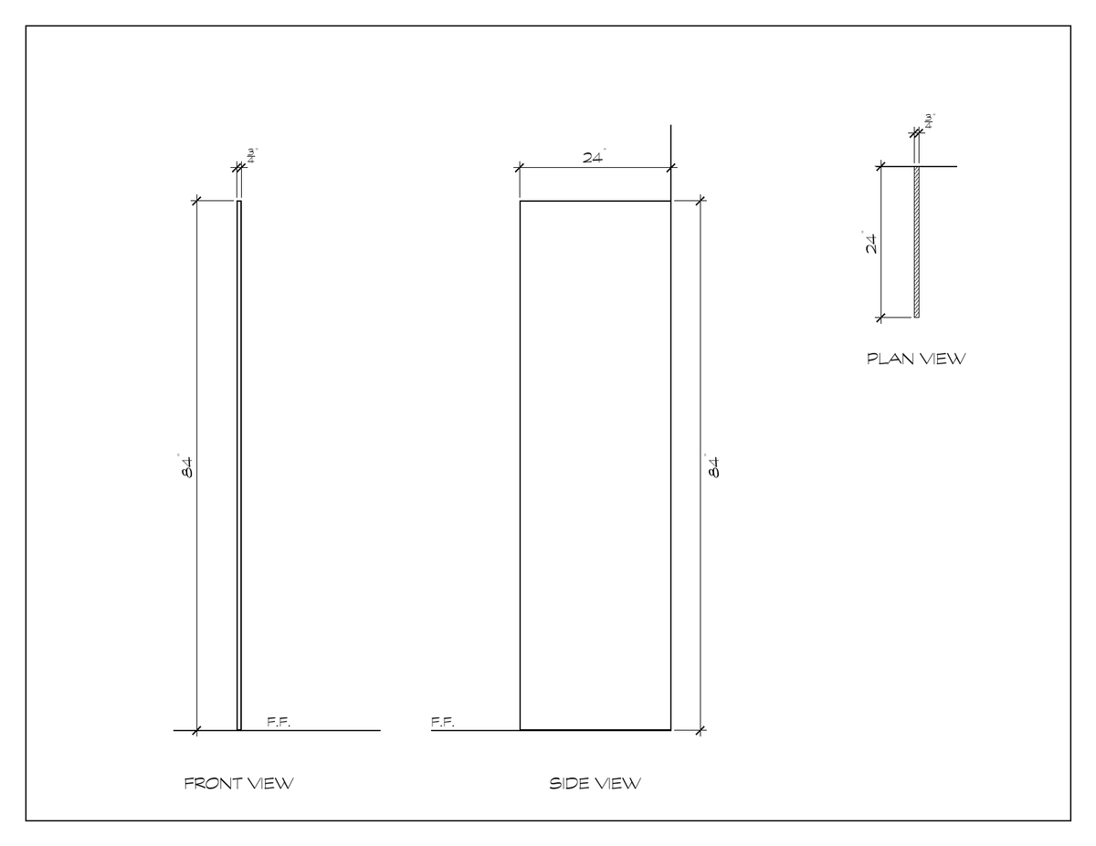 Tall End Gable, 84", dimension drawing