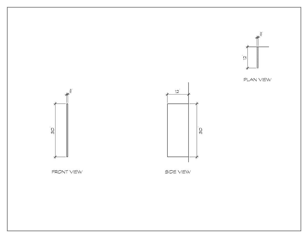 Upper End Gable, 30", dimension drawing